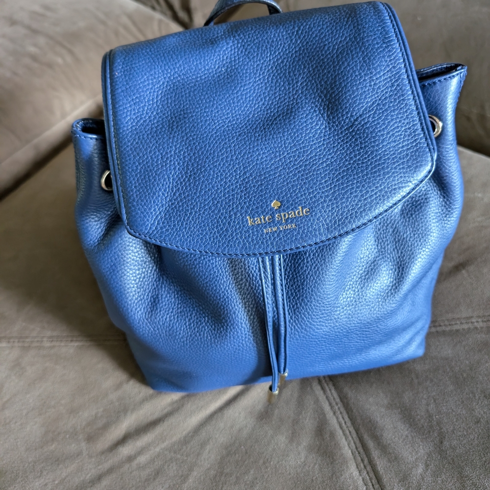 Kate Spade Blue Pebbled Leather Backpack
